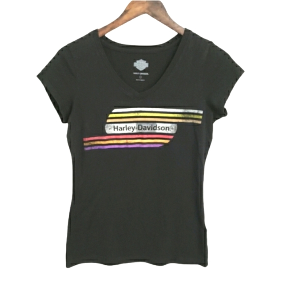 Harley-Davidson Retro Tank Graphic V-Neck T-shirt Women's Size Small
